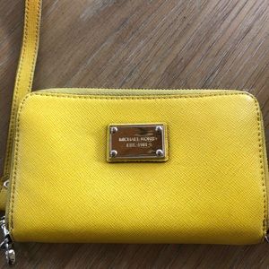 Yellow Michael Kors wristlet/ Wallet